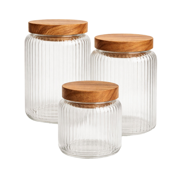 Набір банок для зберігання з бамбуковими кришками 400/600/800 мл 64486-13 - фото №5