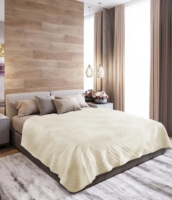 Покривало ТЕП "VELOUR" Бежеве, 150x210 - фото №2