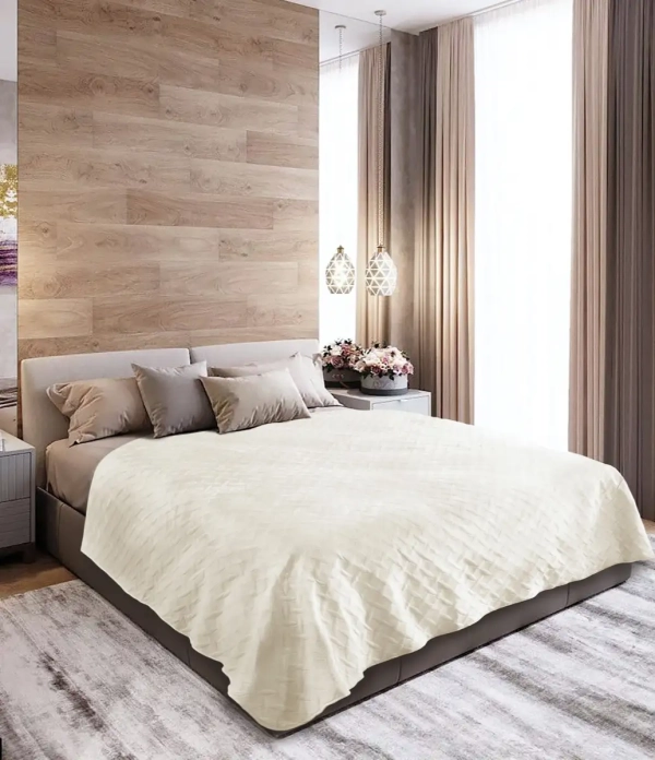 Покривало ТЕП "VELOUR" Молочне, 220x240 - фото №2