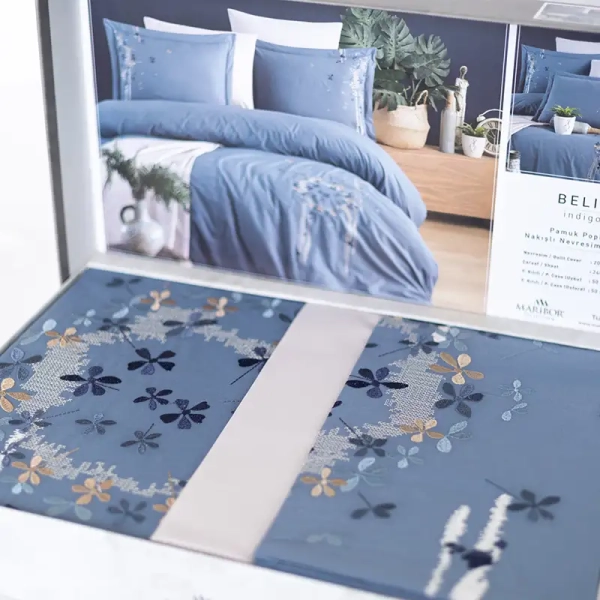 Комплект постільної білизни "MARIBOR POPLIN" Belis indigo, євро - фото №6