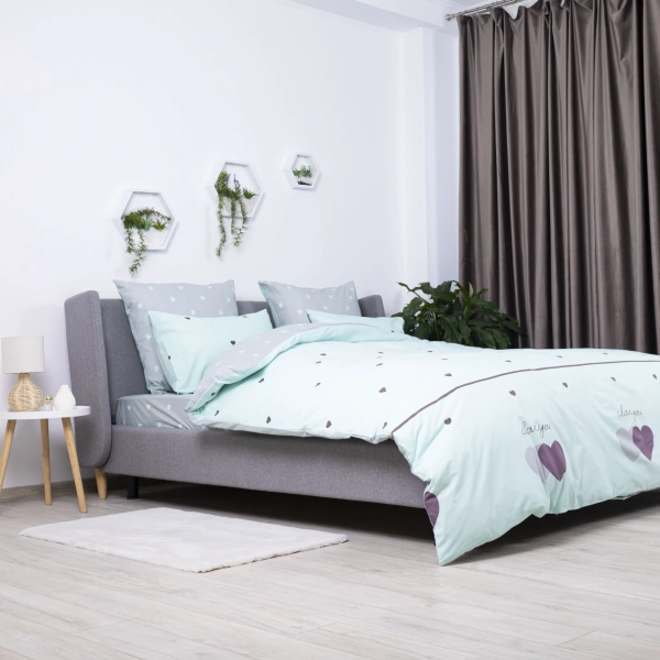 Постільна білизна "ТЕП" Mint&Grey Hearts, 70x70, євро - фото №4