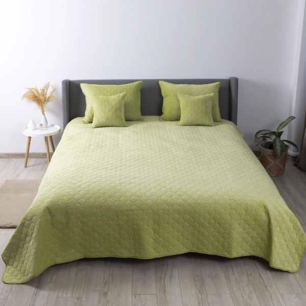 Покривало ТЕП "VELOUR" 1 наволочка Салатове/Ромб прямий, 180x240 - фото №3