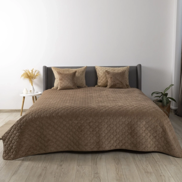 Покривало ТЕП "VELOUR" Капучино/Ромб круглий, 240x260 - фото №2