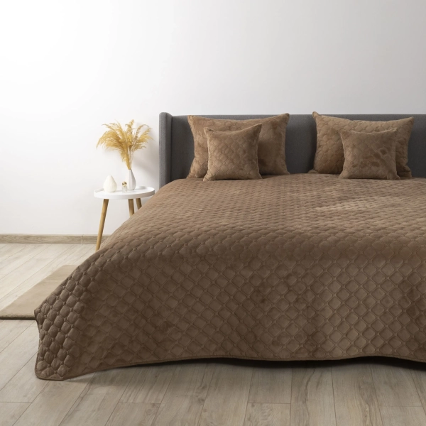 Покривало ТЕП "VELOUR" Капучино/Ромб круглий, 180x240 - фото №7