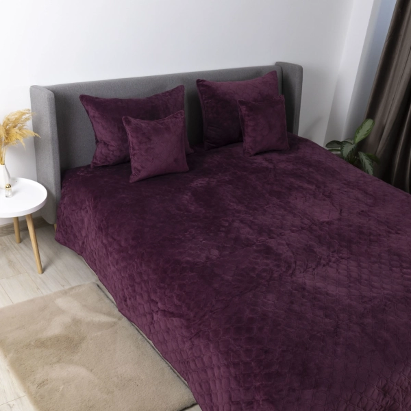 Покривало ТЕП "VELOUR" 1 наволочка Бордо/Ромб прямий, 240x260 - фото №3