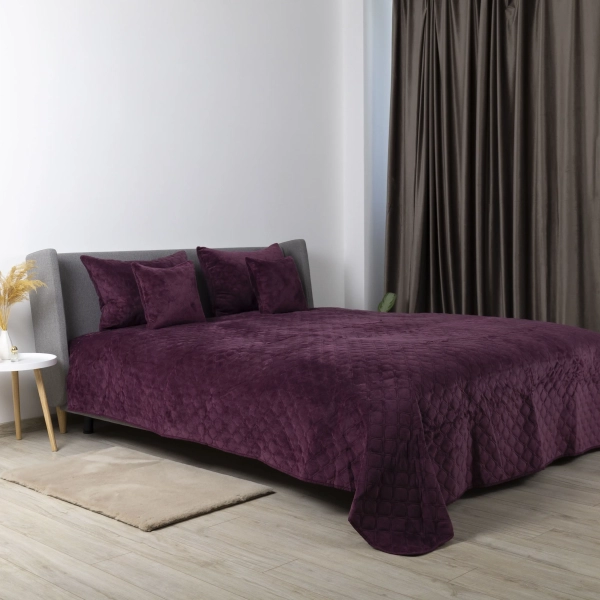 Покривало ТЕП "VELOUR" 1 наволочка Бордо/Ромб прямий, 240x260 - фото №4