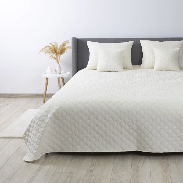 Покривало ТЕП "VELOUR" Молочне/Ромб круглий, 150x210 - фото №7