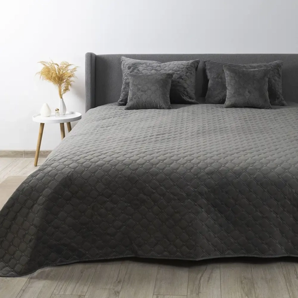 Покривало ТЕП "VELOUR" Сіре/Ромб круглий, 180x240 - фото №7