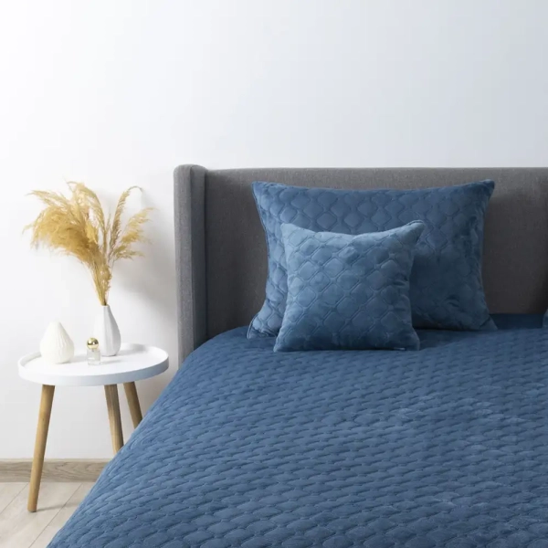 Покривало ТЕП "VELOUR" Cиній/Ромб круглий, 150x210 - фото №13