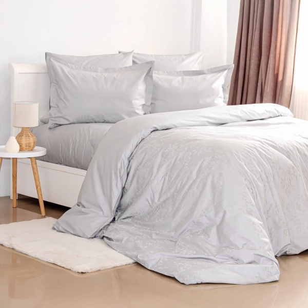 Комплект постільної білизни ТЕП "Grace Jacquard" Light Grey, євро - фото №5
