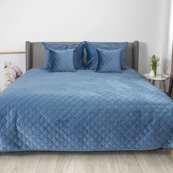 Покривало ТЕП "VELOUR" Azure blue/Ромб круглий, 220x240 - фото №9