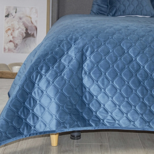 Покривало ТЕП "VELOUR" Azure blue/Ромб круглий, 240x260 - фото №4