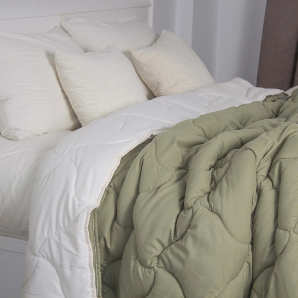 Ковдра Duo Season оливкова/молочна, 150x210 - фото №7