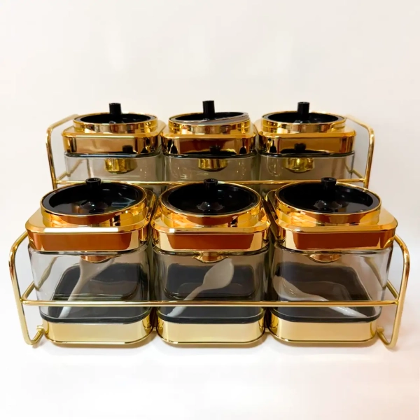 Набір для спецій “Aurum Set” 6 ємностей із металевою підставкою, Декор - фото №3