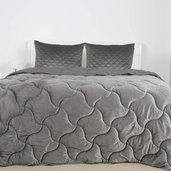 Ковдра ТЕП "VELOUR" Темно - сіра, 150x210 - фото №7