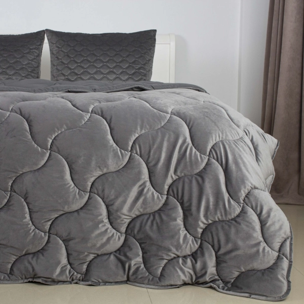 Ковдра ТЕП "VELOUR" Темно - сіра, 150x210 - фото №2