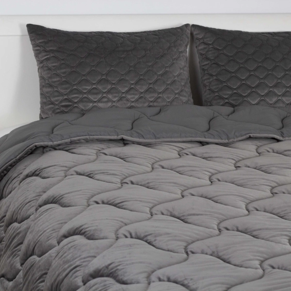 Ковдра ТЕП "VELOUR" Темно - сіра, 180x210 - фото №4