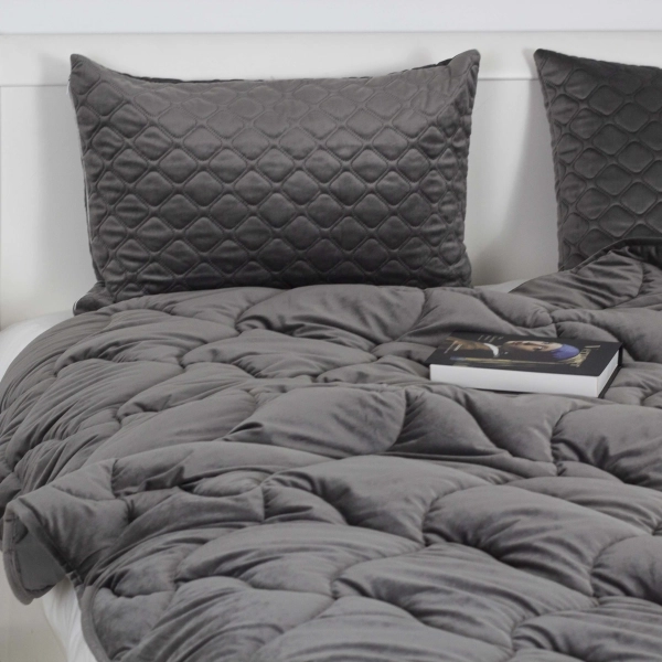 Ковдра ТЕП "VELOUR" Темно - сіра, 180x210 - фото №5