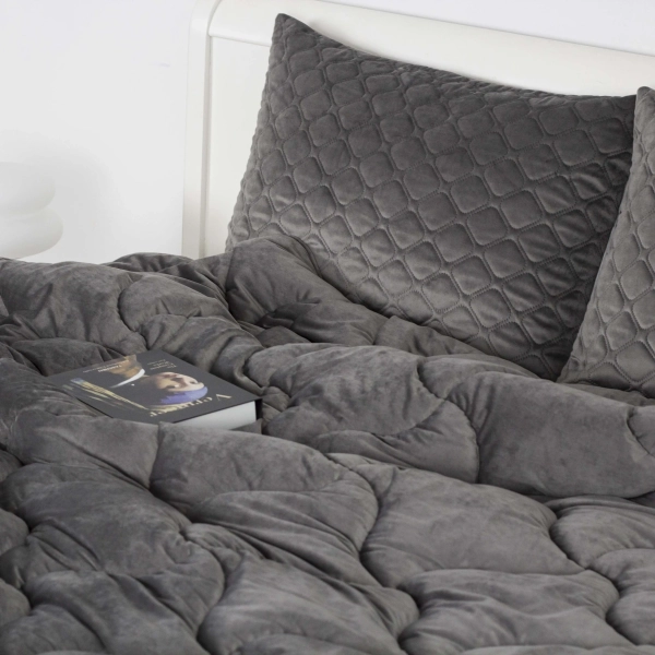 Ковдра ТЕП "VELOUR" Темно - сіра, 180x210 - фото №6