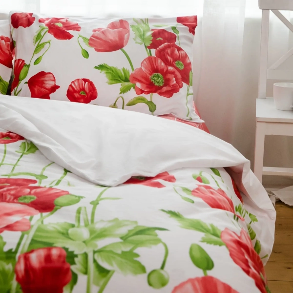 Постільна білизна "RANFORCE" Маковий букет, євро - фото №11