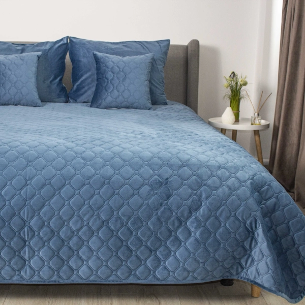 Покривало ТЕП "VELOUR" Azure blue/Ромб круглий, 150x210 - фото №11