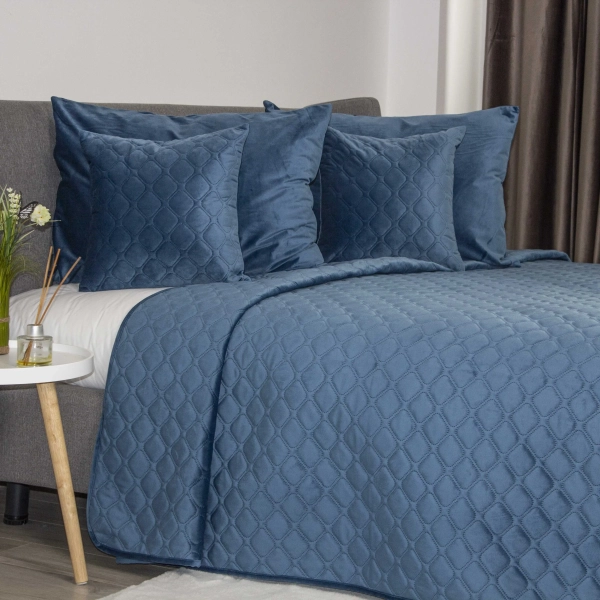 Покривало ТЕП "VELOUR" Azure blue/Ромб круглий, 150x210 - фото №14