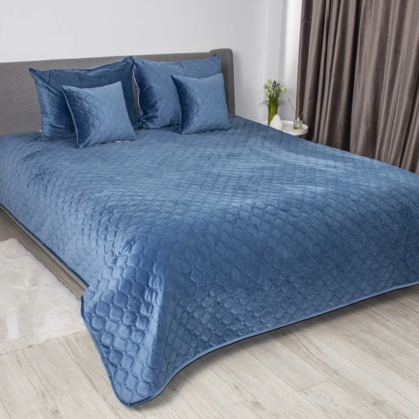 Покривало ТЕП "VELOUR" Azure blue/Ромб круглий, 150x210 - фото №16