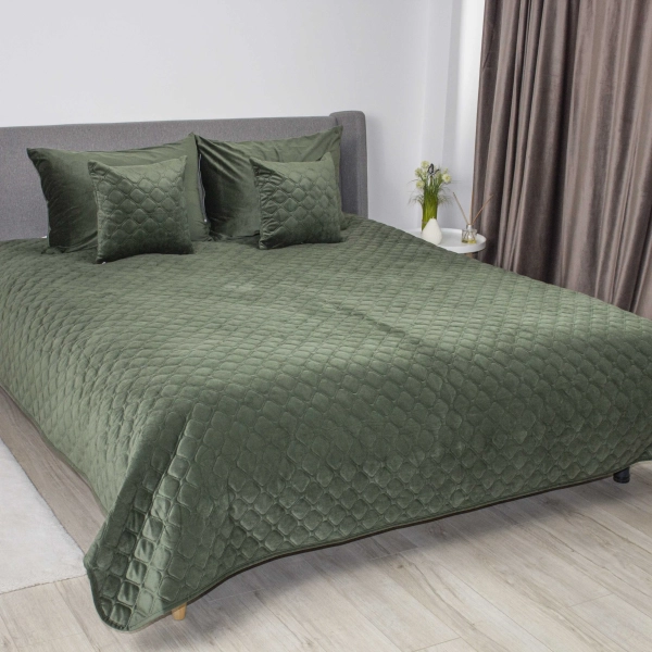 Покривало ТЕП "VELOUR" Chive/Ромб круглий, 150x210 - фото №9