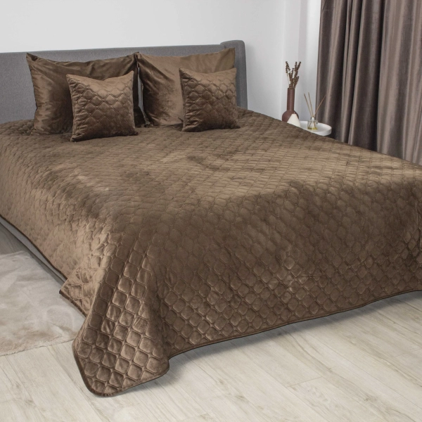 Покривало ТЕП "VELOUR" Coffee/Ромб круглий, 150x210 - фото №8