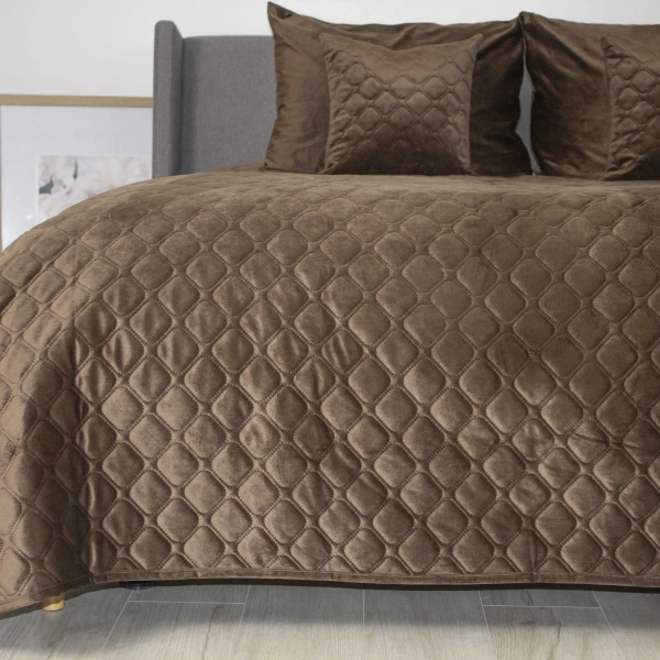 Покривало ТЕП "VELOUR" Coffee/Ромб круглий, 150x210 - фото №9