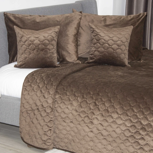 Покривало ТЕП "VELOUR" Coffee/Ромб круглий, 150x210 - фото №11