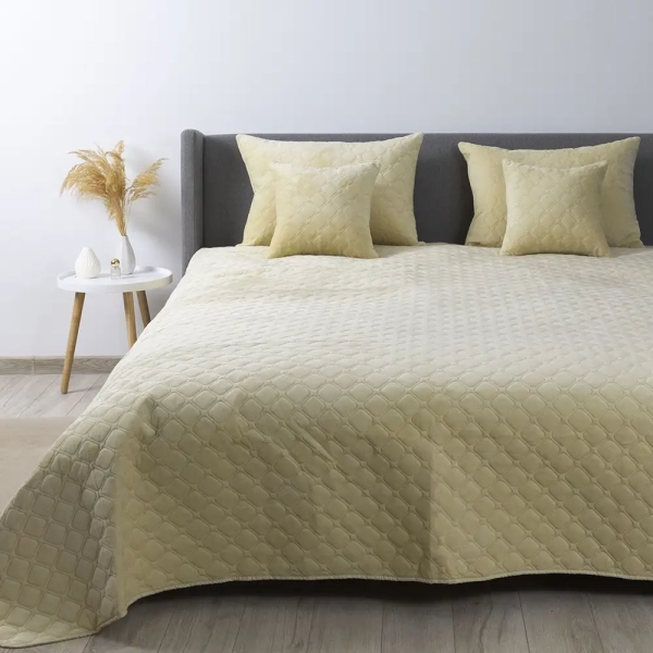 Покривало ТЕП "VELOUR" Бежеве/Ромб круглий, 150x210 - фото №8