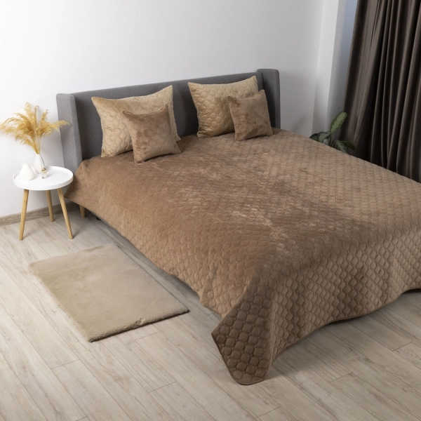 Покривало ТЕП "VELOUR" Капучино/Ромб круглий, 150x210 - фото №10