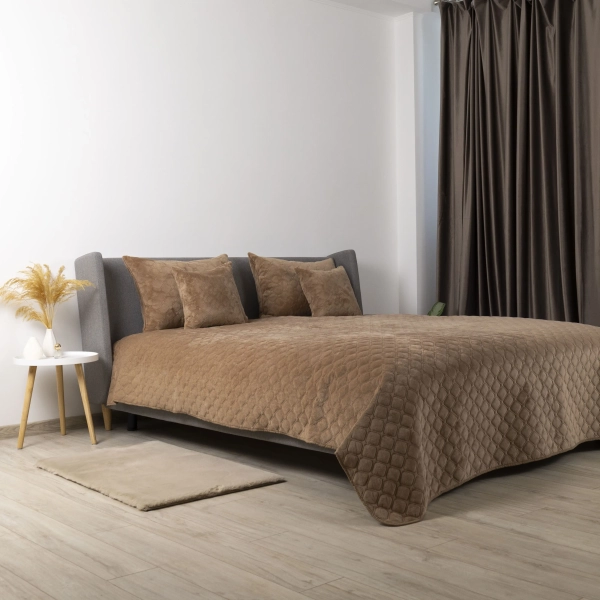 Покривало ТЕП "VELOUR" Капучино/Ромб круглий, 150x210 - фото №11