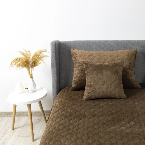 Покривало ТЕП "VELOUR" Коричневе/Ромб круглий, 150x210 - фото №12