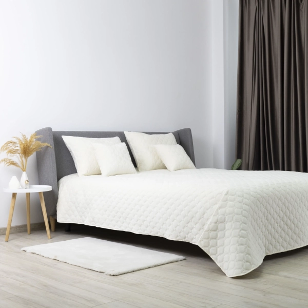 Покривало ТЕП "VELOUR" Молочне/Ромб круглий, 150x210 - фото №11