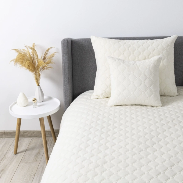 Покривало ТЕП "VELOUR" Молочне/Ромб круглий, 150x210 - фото №12