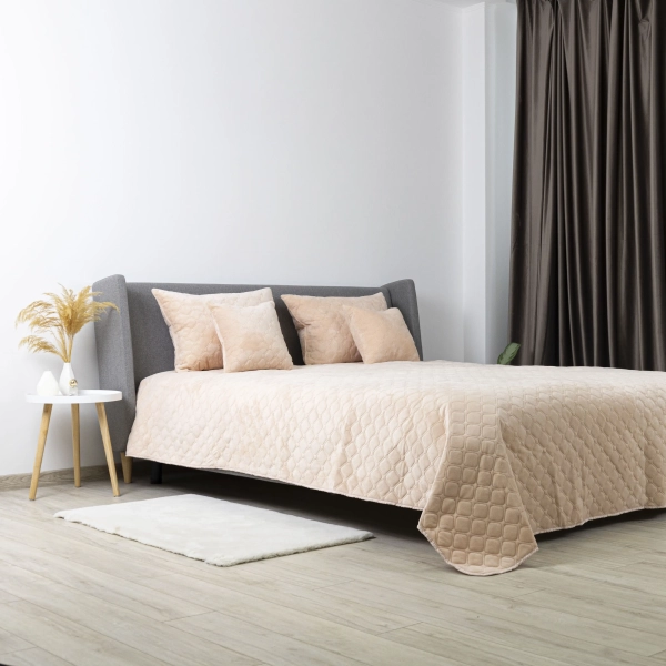 Покривало ТЕП "VELOUR" Персикове/Ромб круглий, 150x210 - фото №11