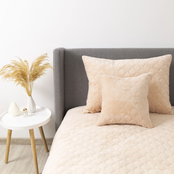 Покривало ТЕП "VELOUR" Персикове/Ромб круглий, 150x210 - фото №12