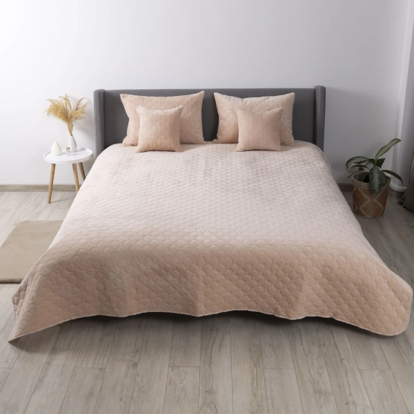 Покривало ТЕП "VELOUR" Пудра/Ромб круглий, 150x210 - фото №9