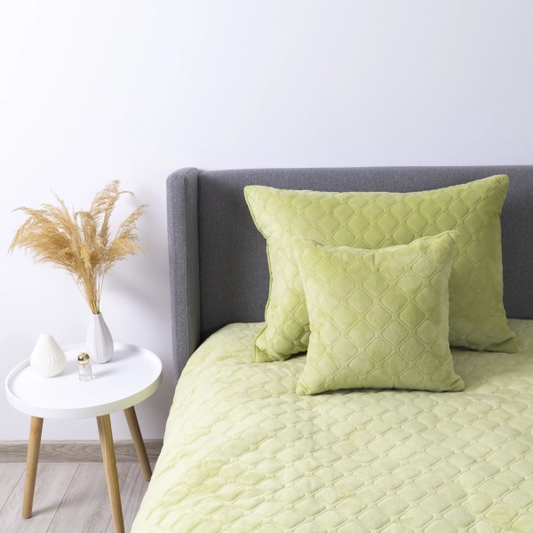 Покривало ТЕП "VELOUR" Салатове/Ромб круглий, 150x210 - фото №12