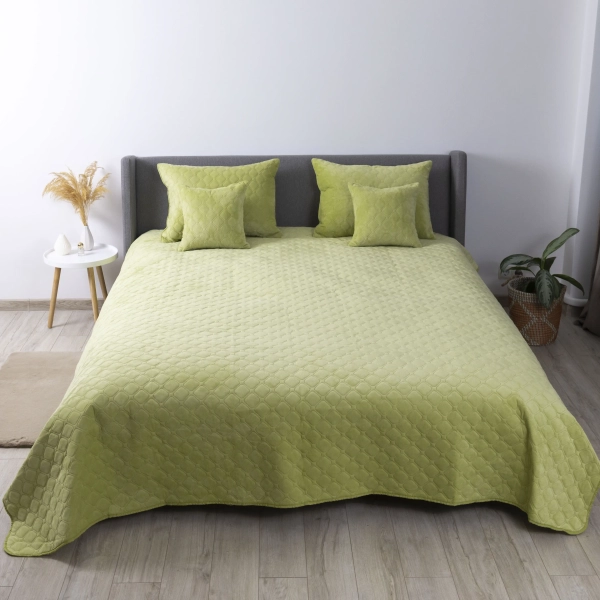 Покривало ТЕП "VELOUR" Салатове/Ромб прямий, 150x210 - фото №10