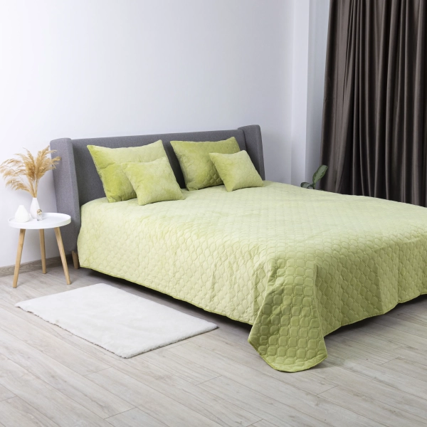 Покривало ТЕП "VELOUR" Салатове/Ромб прямий, 150x210 - фото №11