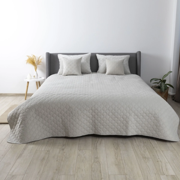 Покривало ТЕП "VELOUR" Світло-сіре/Ромб круглий, 150x210 - фото №9