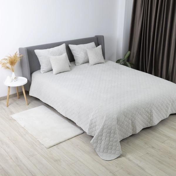 Покривало ТЕП "VELOUR" Світло-сіре/Ромб круглий, 150x210 - фото №10