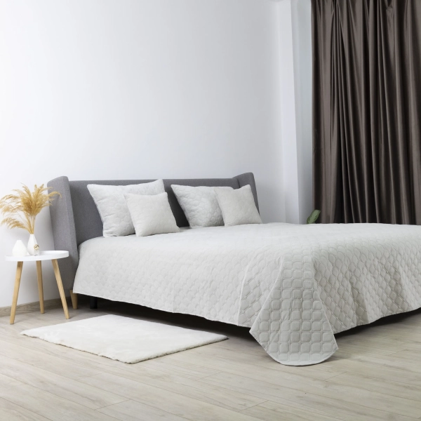 Покривало ТЕП "VELOUR" Світло-сіре/Ромб круглий, 150x210 - фото №11