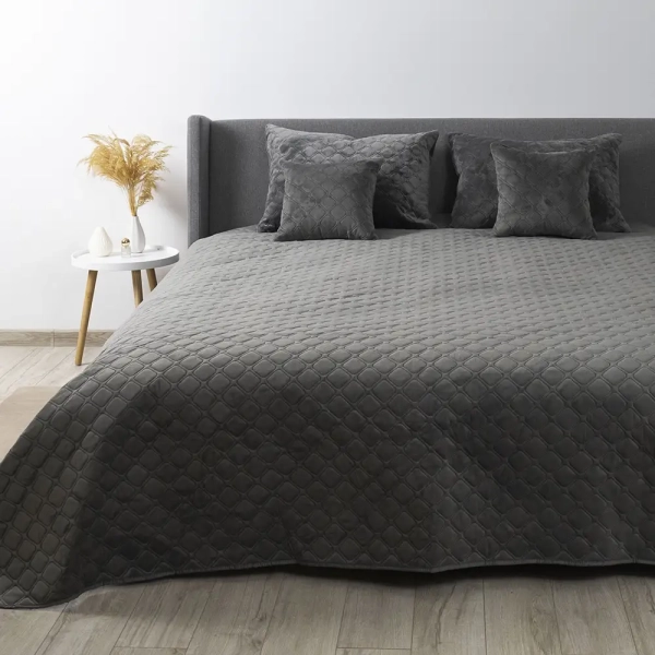 Покривало ТЕП "VELOUR" Сіре/Ромб круглий, 150x210 - фото №8