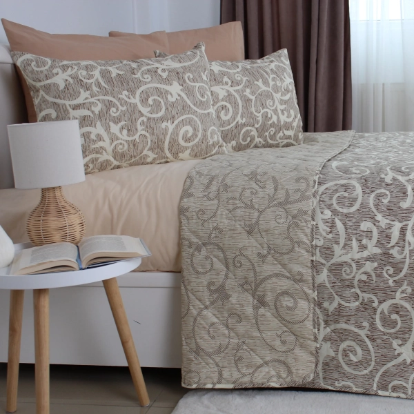 Покривало ТЕП "ELEGANT COTTON" 2 наволочки 50*70 см Beige and White, 220x240 - фото №9