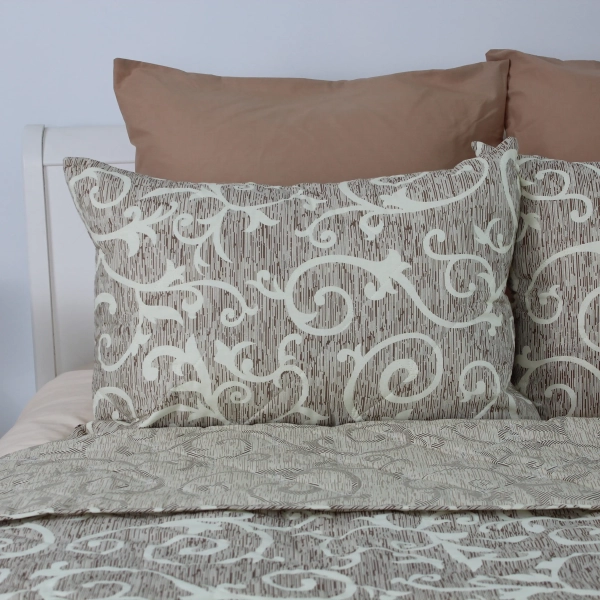 Покривало ТЕП "ELEGANT COTTON" 2 наволочки 50*70 см Beige and White, 220x240 - фото №11