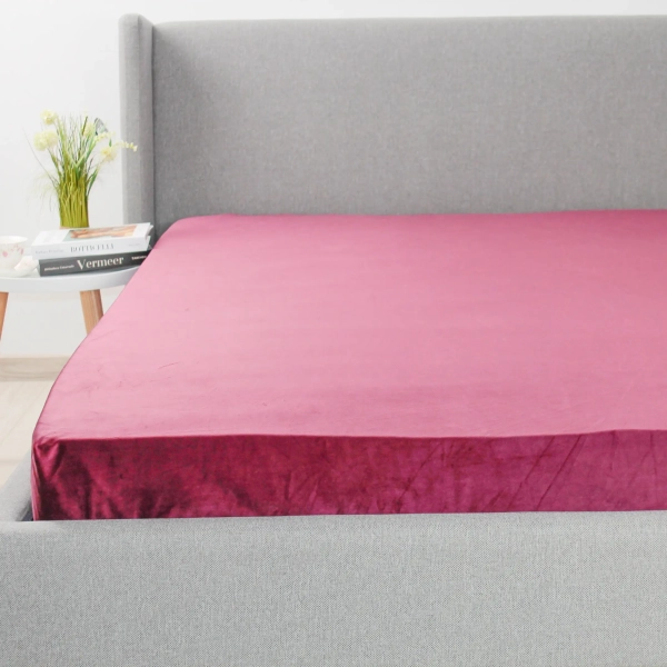 Простирадло ТЕП "VELOUR" з резинкою бордове - фото №2